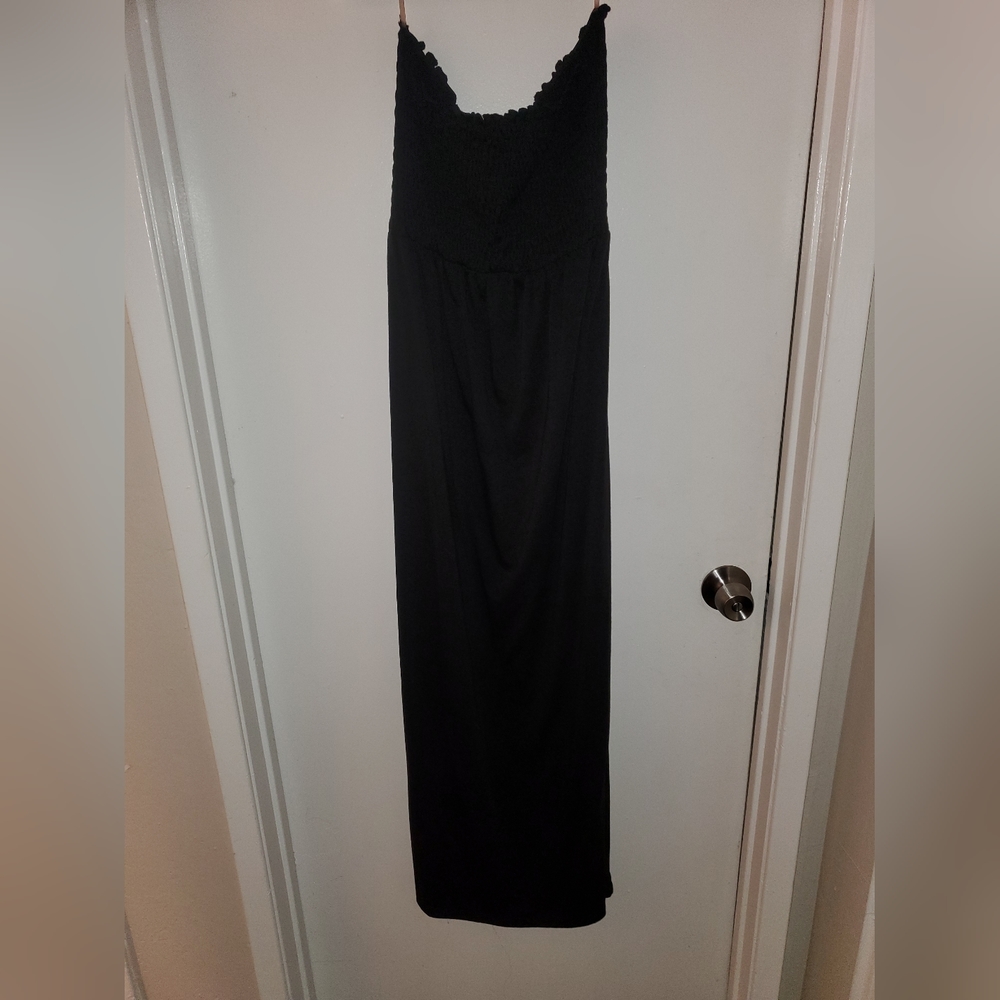 Black strapless maxi dress